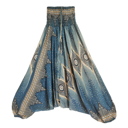 Women'S Summer Cotton Silk Rayon Casual Yoga Pants Beach Folk Style Jumpsuit Pants Casual Pants
