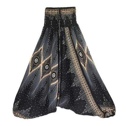 Women'S Summer Cotton Silk Rayon Casual Yoga Pants Beach Folk Style Jumpsuit Pants Casual Pants