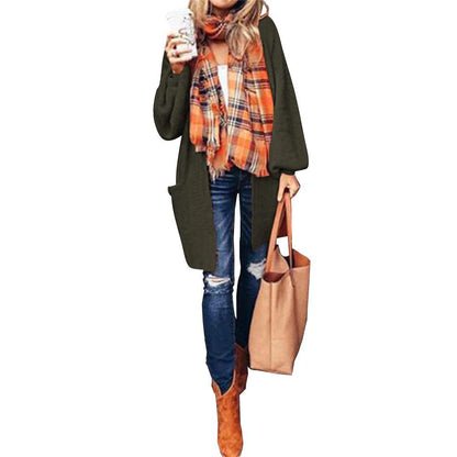 Casual Solid Color Knitted Cardigan Sweater