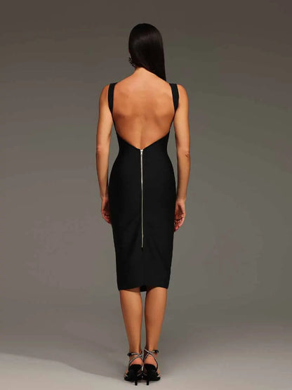 Ada Diamond Flowers Bandage Midi Dress
