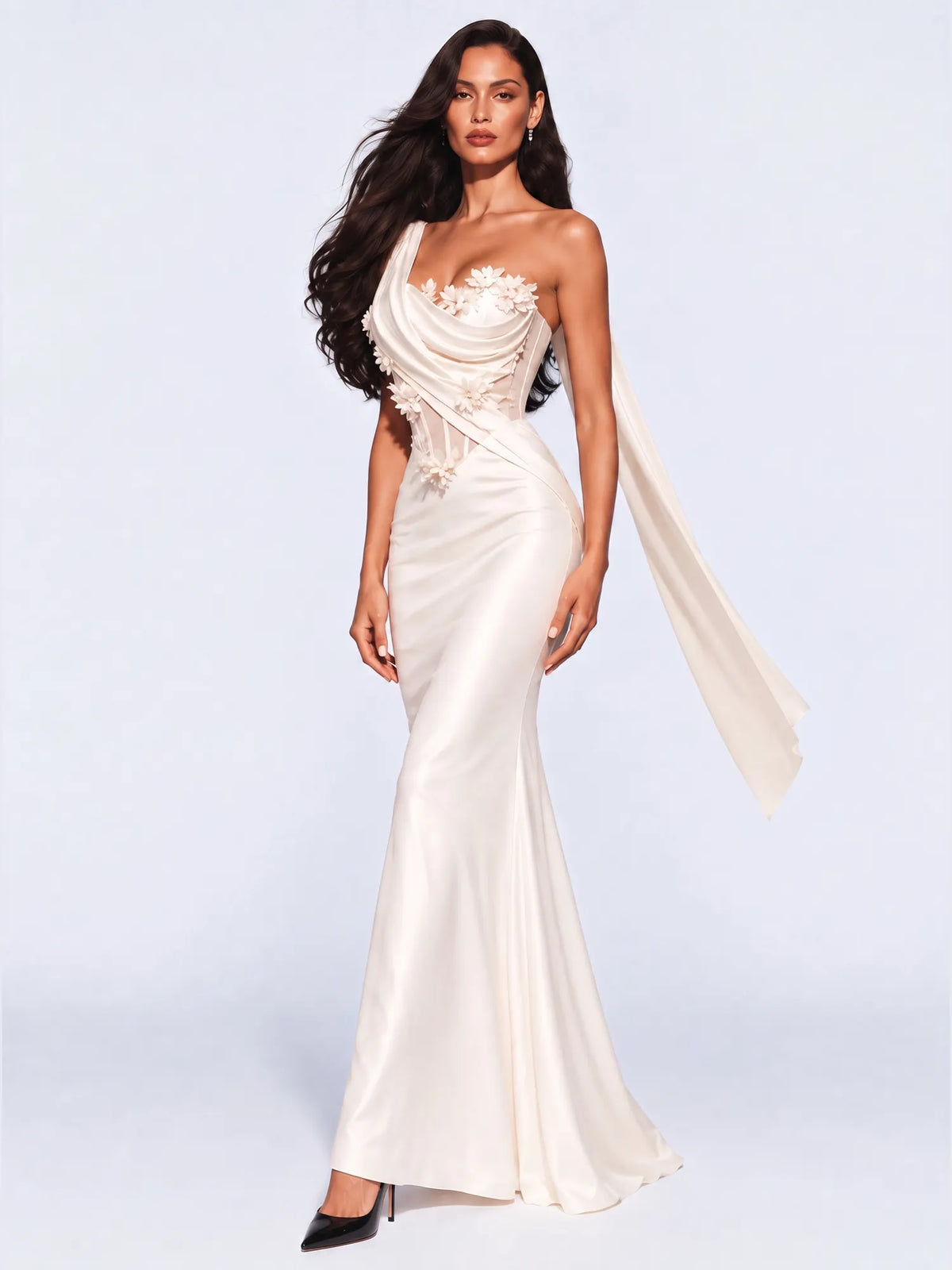 Elina 3D Floral Mermaid Maxi Dress