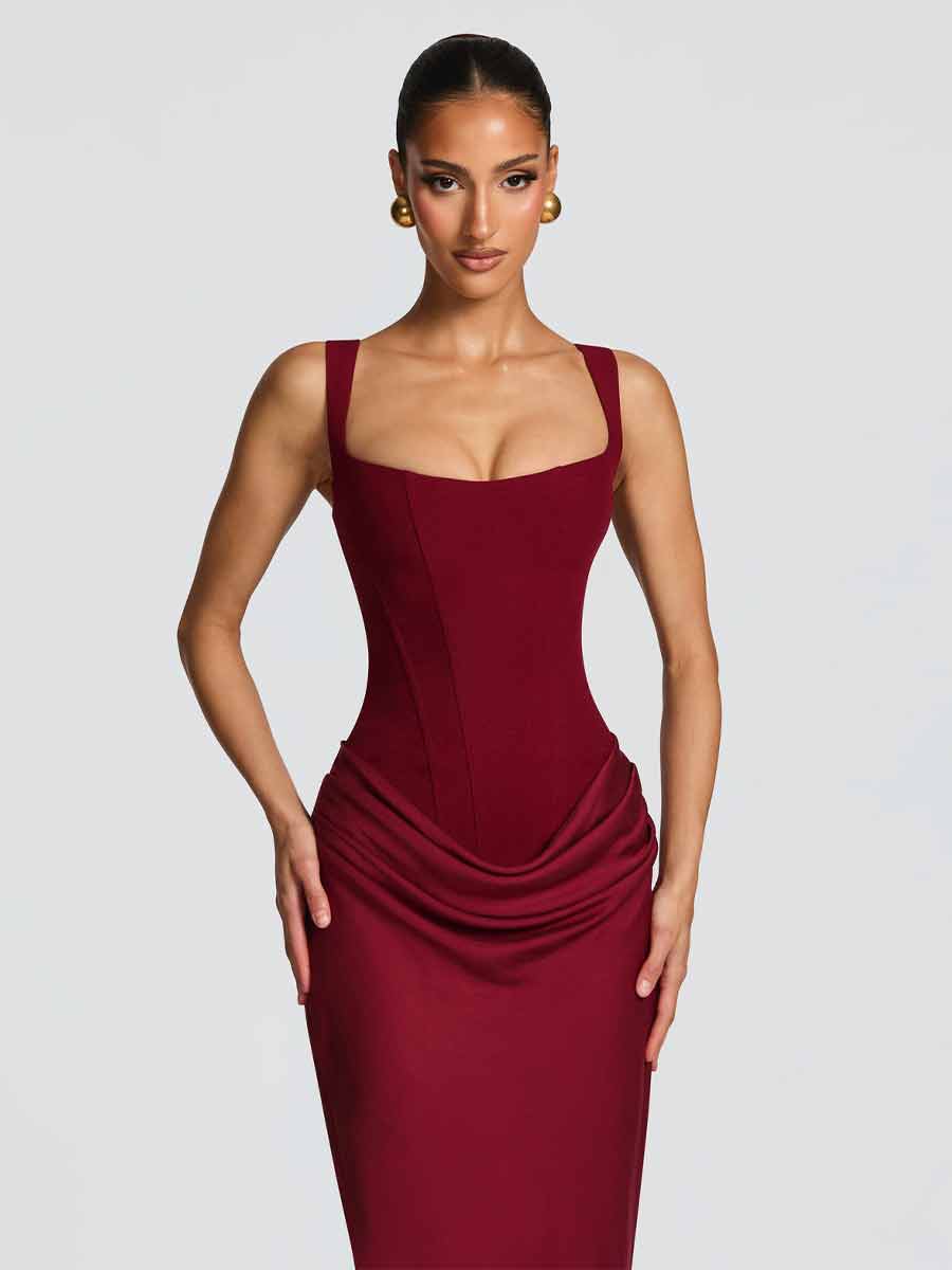 Isla Burgundy Maxi Dress