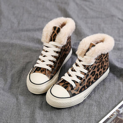 Winter High-Top Leopard Print Wild Warm Snow Boots