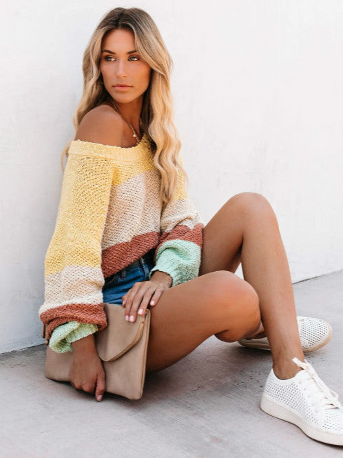 Knitting Sweet Four-Color Mosaic Sweater