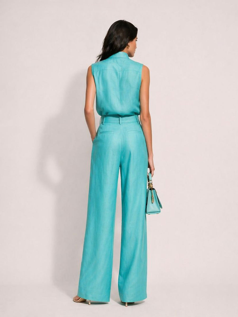 Briella Sleeveless Vest Wide-Leg Pants Set