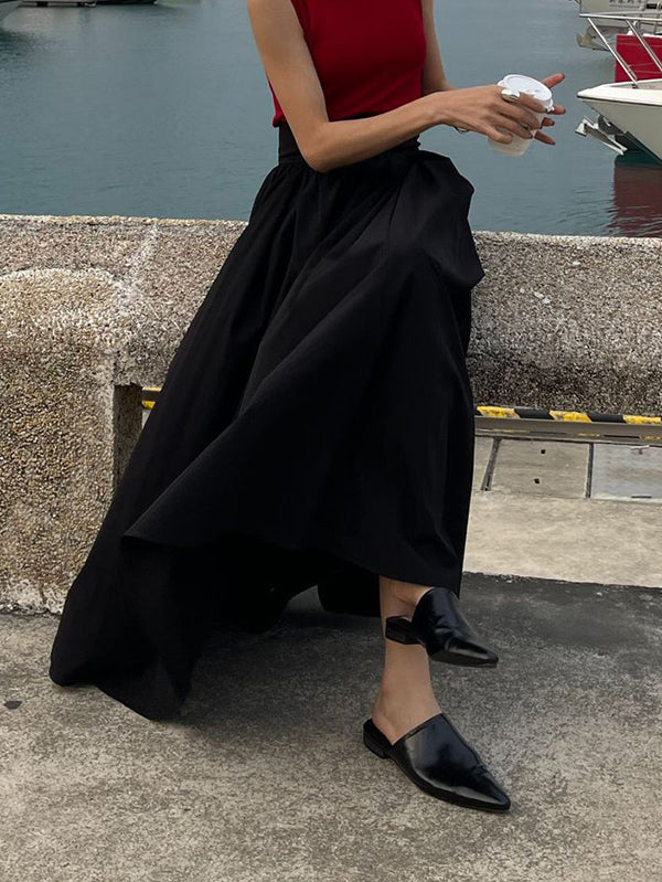 Loose Wide Leg Pleated Solid Color Pants Trousers