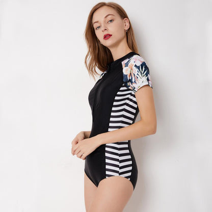 Siamese Surf Suit Short Sleeve Female Swimsuit