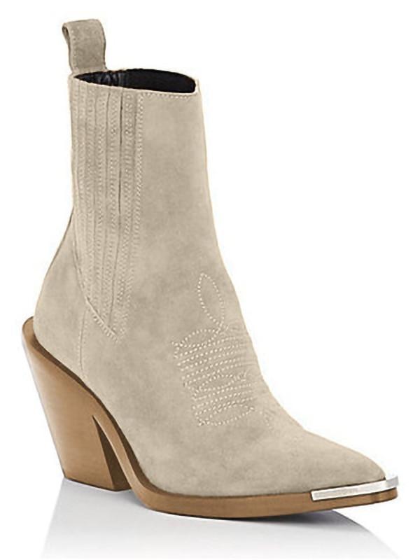 Thick-Heeled Women'S Boots Large Size Pointed Velvet Low Boots