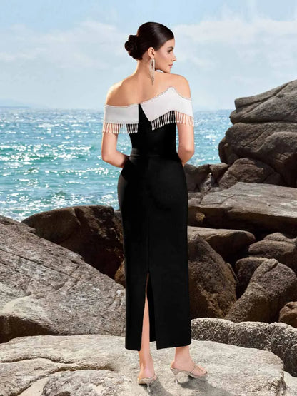 Dahlia Tassel Decorated Bandage Maxi Dress