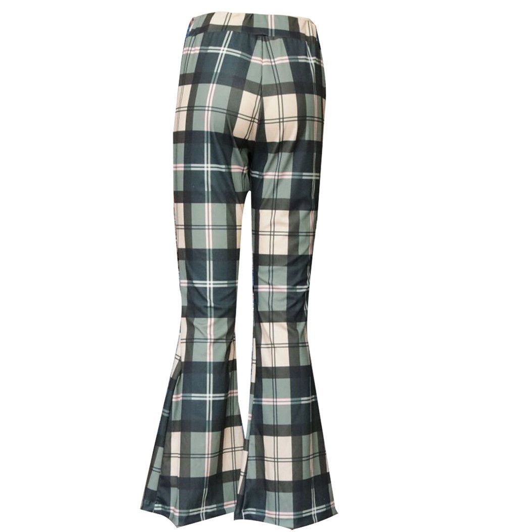 Autumn And Winter Lattice Leisure Micro Bell-Bottom Trousers