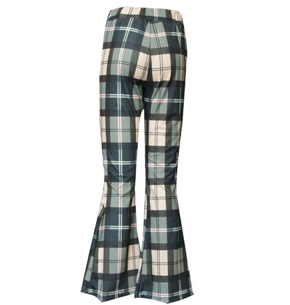 Autumn And Winter Lattice Leisure Micro Bell-Bottom Trousers