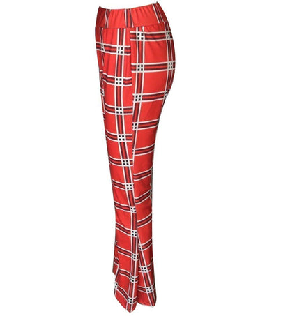 Autumn And Winter Lattice Leisure Micro Bell-Bottom Trousers