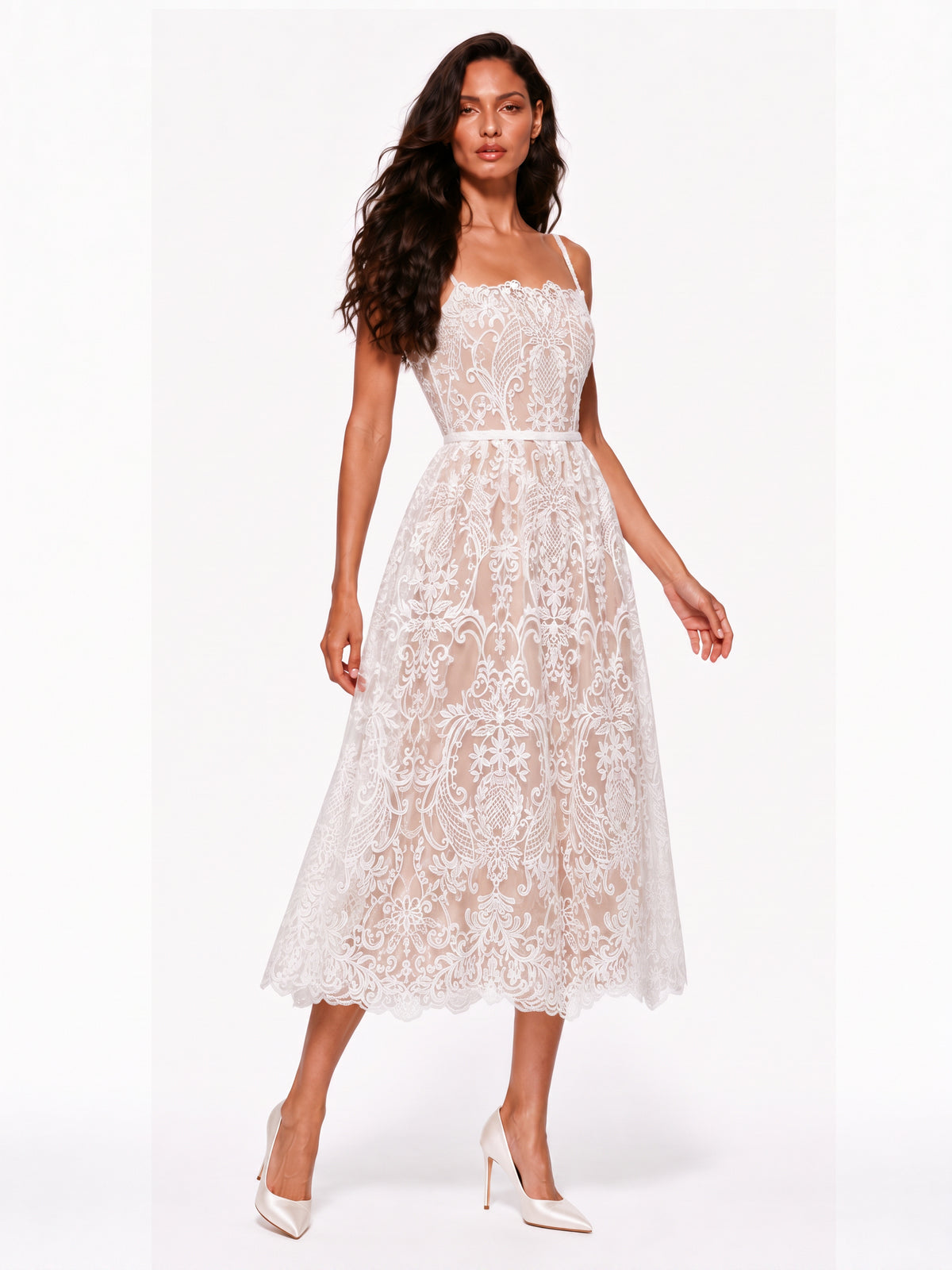 Ophelia Embroidered Camisole Midi Dress