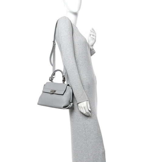 Grained Calfskin Sofia Satchel Grey