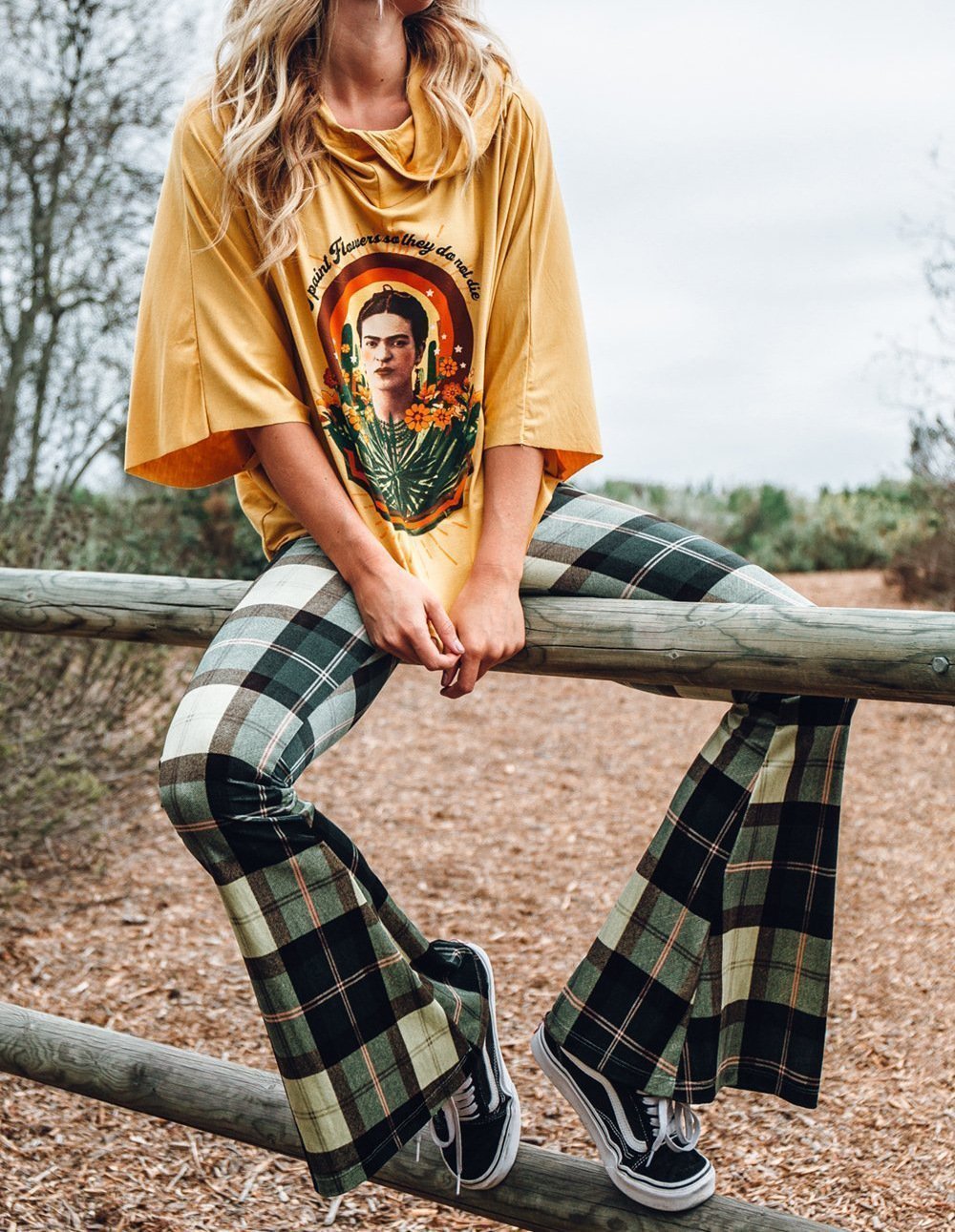 Autumn And Winter Lattice Leisure Micro Bell-Bottom Trousers