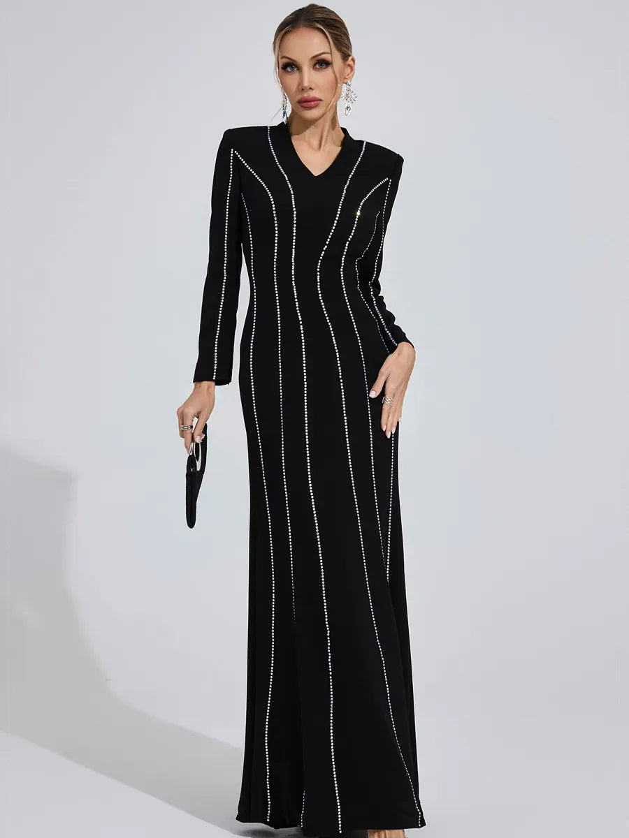 Roselyn Diamond Maxi Dress In Black