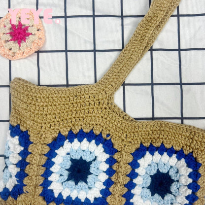 Cosbai - Handwoven Shoulder Bag – Coffee &amp; Blue