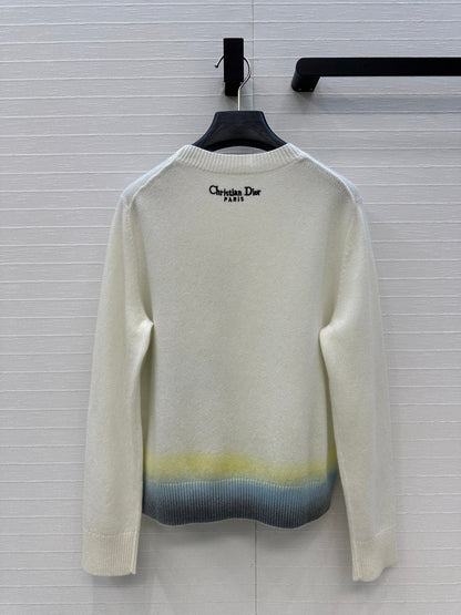 CD 25 Embroidered Sweater White Cashmere