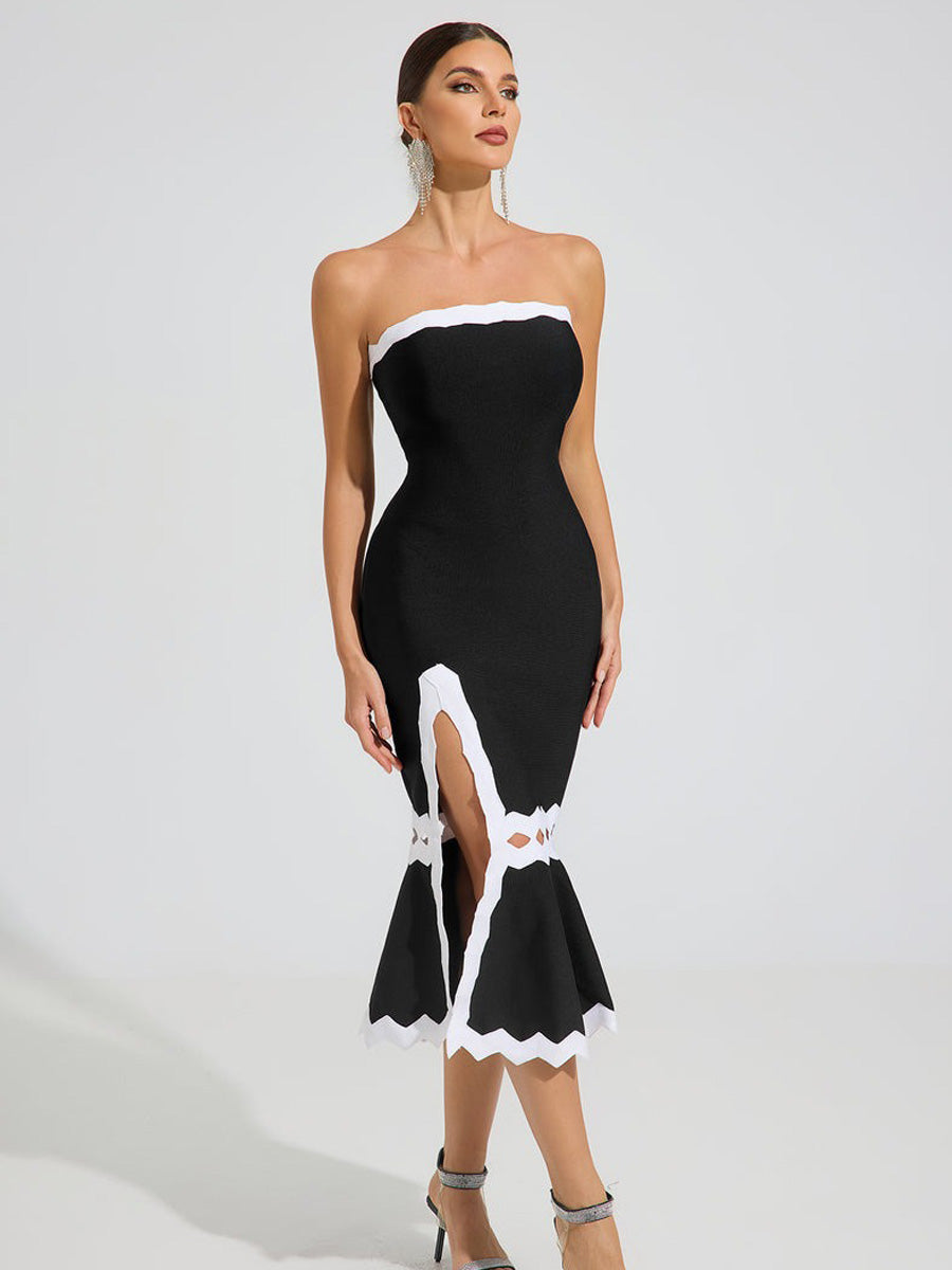 Jessamine Monochrome Elegance Midi Dress