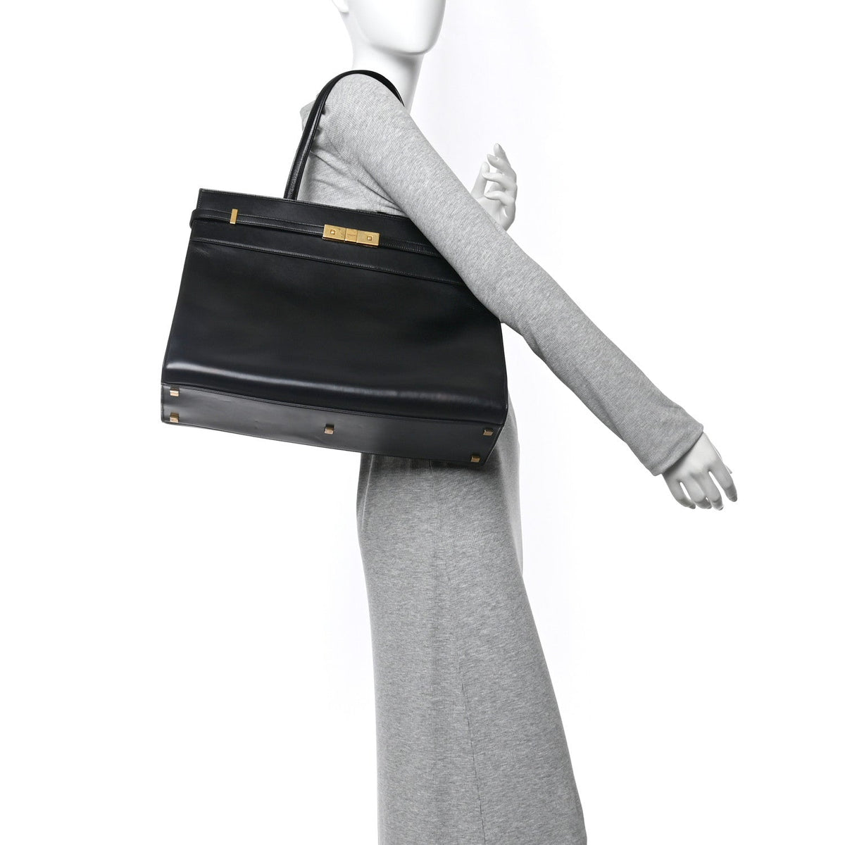 Calfskin Medium Manhattan Shopper Tote Black