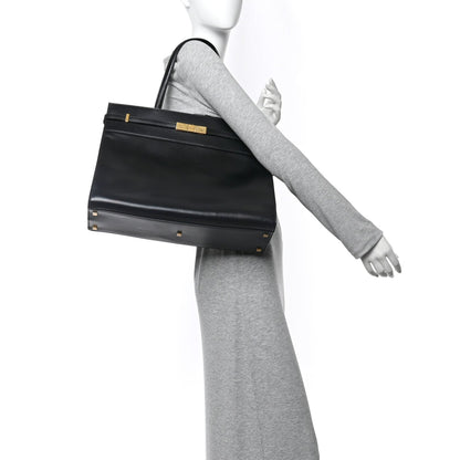 Calfskin Medium Manhattan Shopper Tote Black