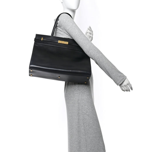 Calfskin Medium Manhattan Shopper Tote Black