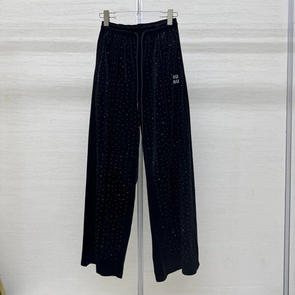 Miumiu 2026 Pants with Rhinestone Embroidery Silk Viscose 356809