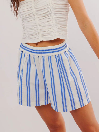 Striped High Waist Casual Shorts