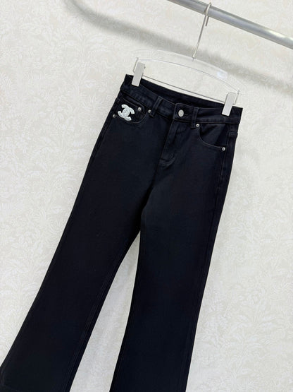 CC 26s Frayed Straight Leg Jeans Black Cotton 352015