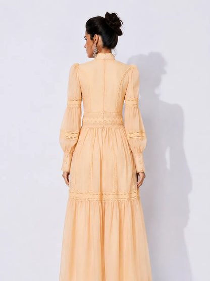 Catalina Organza Puff-Sleeve Maxi Dress