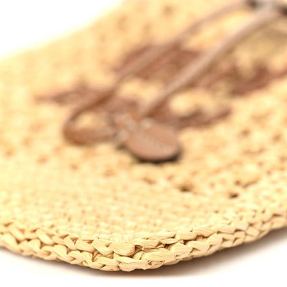 Raffia Crochet Drawstring Pouch Naturale Cognac