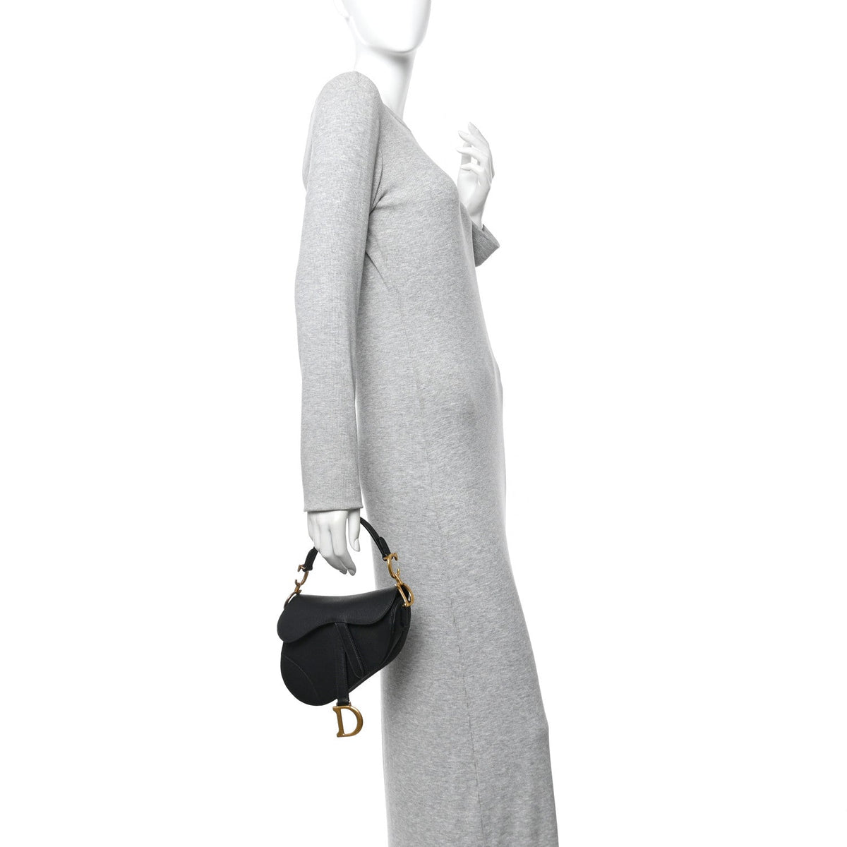 Grained Calfskin Mini Saddle Bag Black