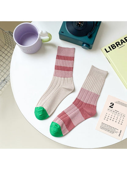 Rufia - Retro Stripe Crew Socks - Breathable &amp; Stylish