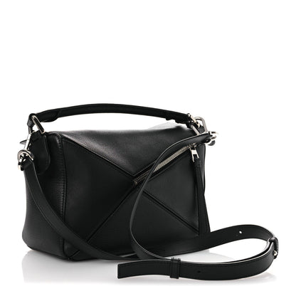 Calfskin Small Puzzle Edge Bag Black