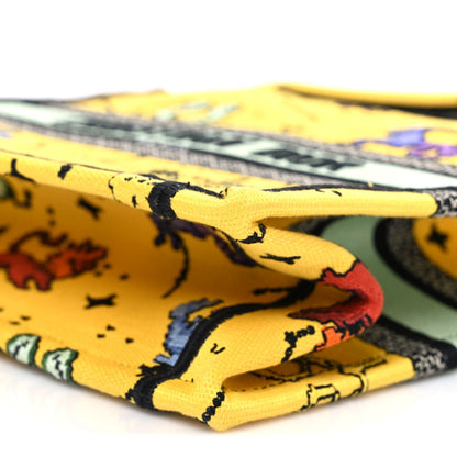 Canvas Embroidered Small Pixel Zodiac Book Tote Yellow Multicolor