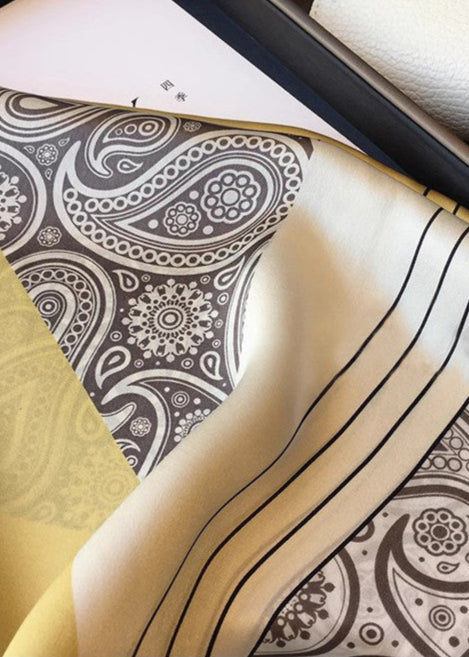 Satin Square Scarf With Golden Paisley Print
