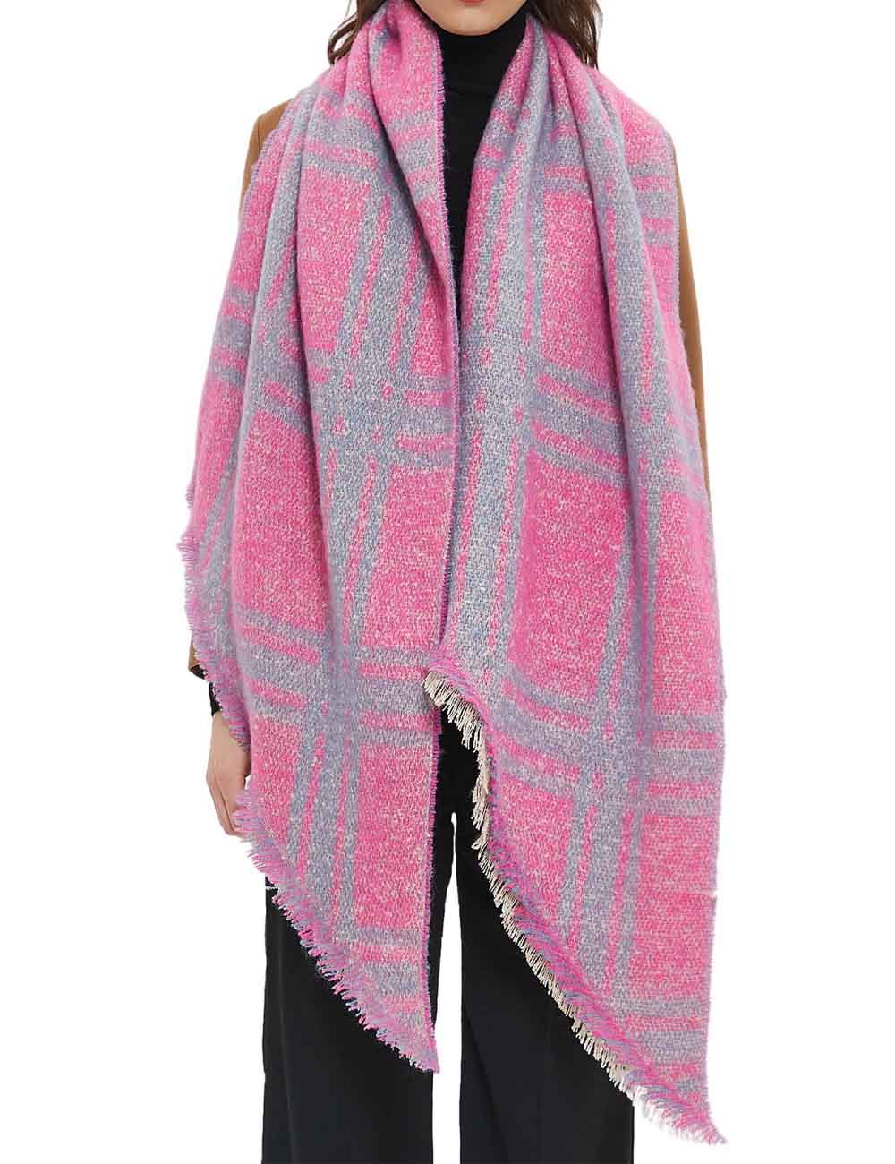 Vintage Jacquard Plaid Triangle Soft Scarf