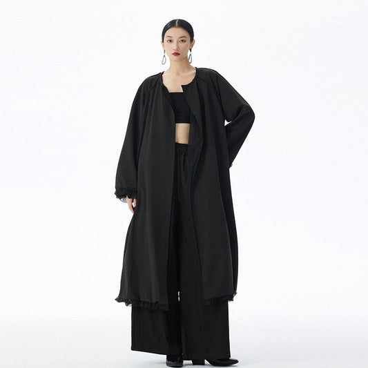 Vintage Patchwork Long Trench Coat