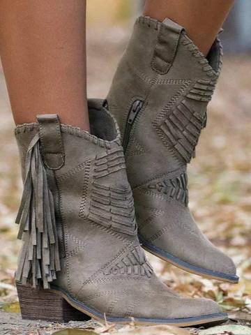 Large-Yard Tasser Boots With A Thick-Heeled Side Zippered Women'S Boots Female Boots.