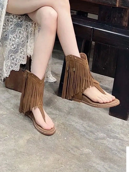Ximena Studded Tassel Peep-Toe Booties