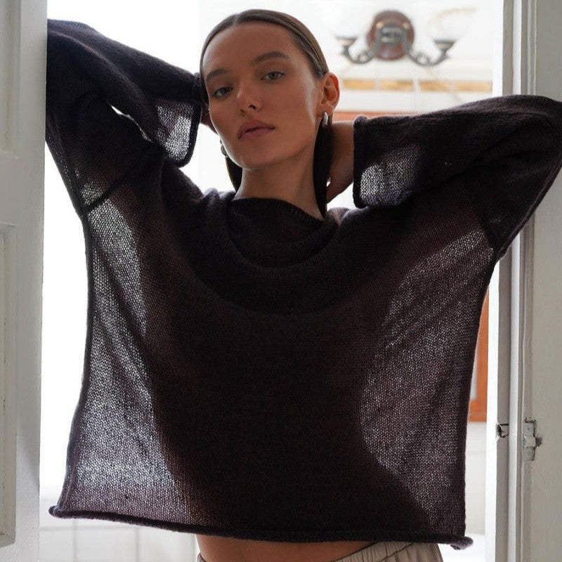 Sheer Knit Bell Sleeve T-Shirt