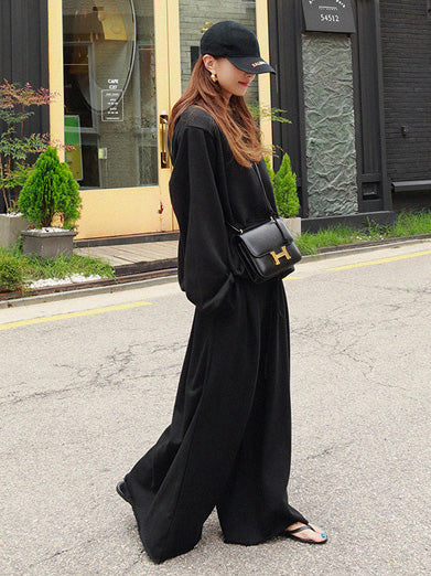 Loose Wide Leg Solid Color Casual Pants Bottoms Pants