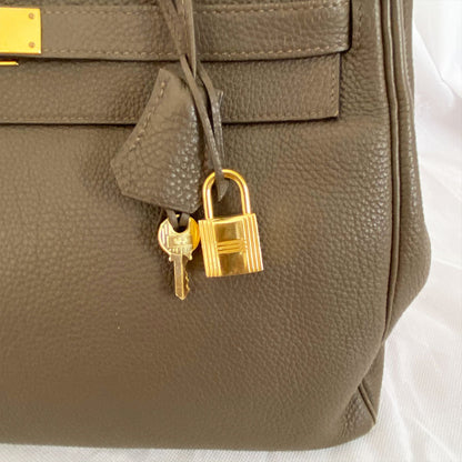 Hermès Kelly 35 Etain Togo Leather Handbag