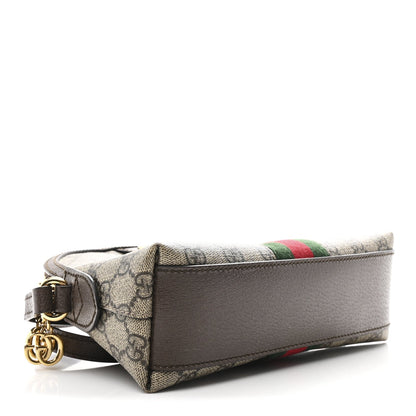 GG Supreme Monogram Textured Dollar Calfskin Web Small Ophidia Dome Shoulder Bag Beige Ebony New Acero