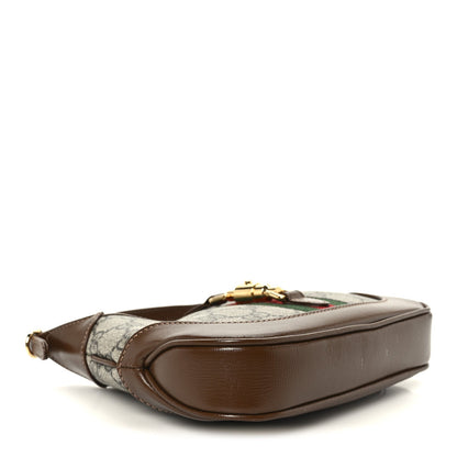 GG Supreme Monogram Azalea Calfskin Web Mini Jackie 1961 Hobo Beige Ebony Brown Sugar