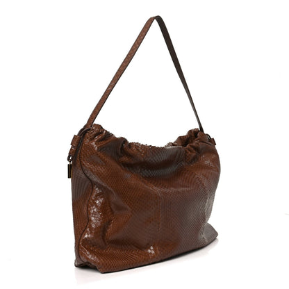 Snakeskin Angy Hobo Bag Brown
