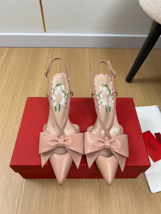 Valentino Garavani Bowow 85mm Slingbacks Rose Cannelle Cowhide