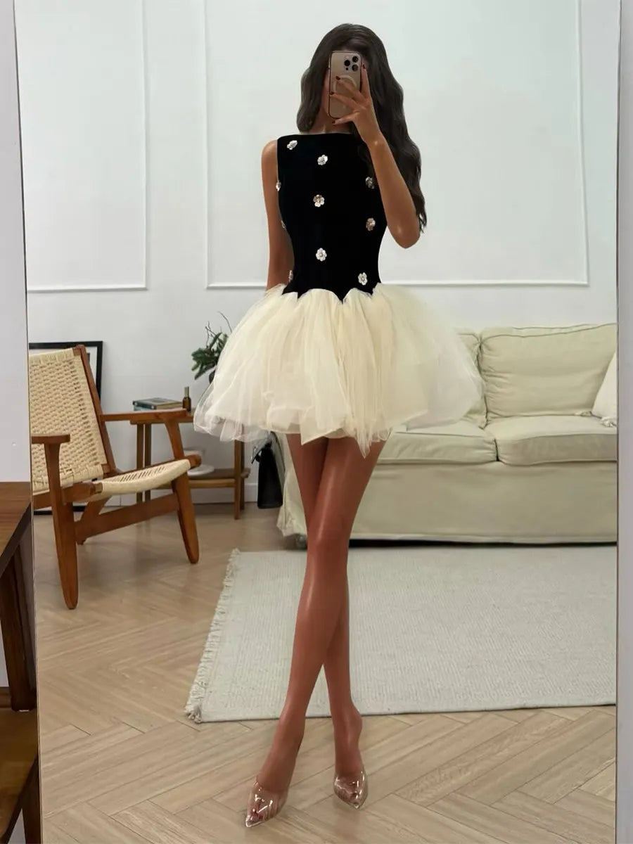 Anika Sequined Flower Mini Dress