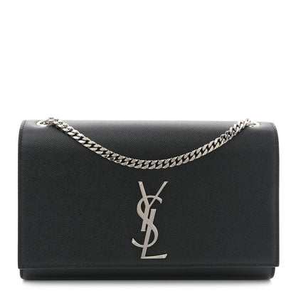 Grain De Poudre Medium Classic Monogram Kate Satchel Black