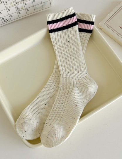 Minimalist Striped Color Block Crew Socks